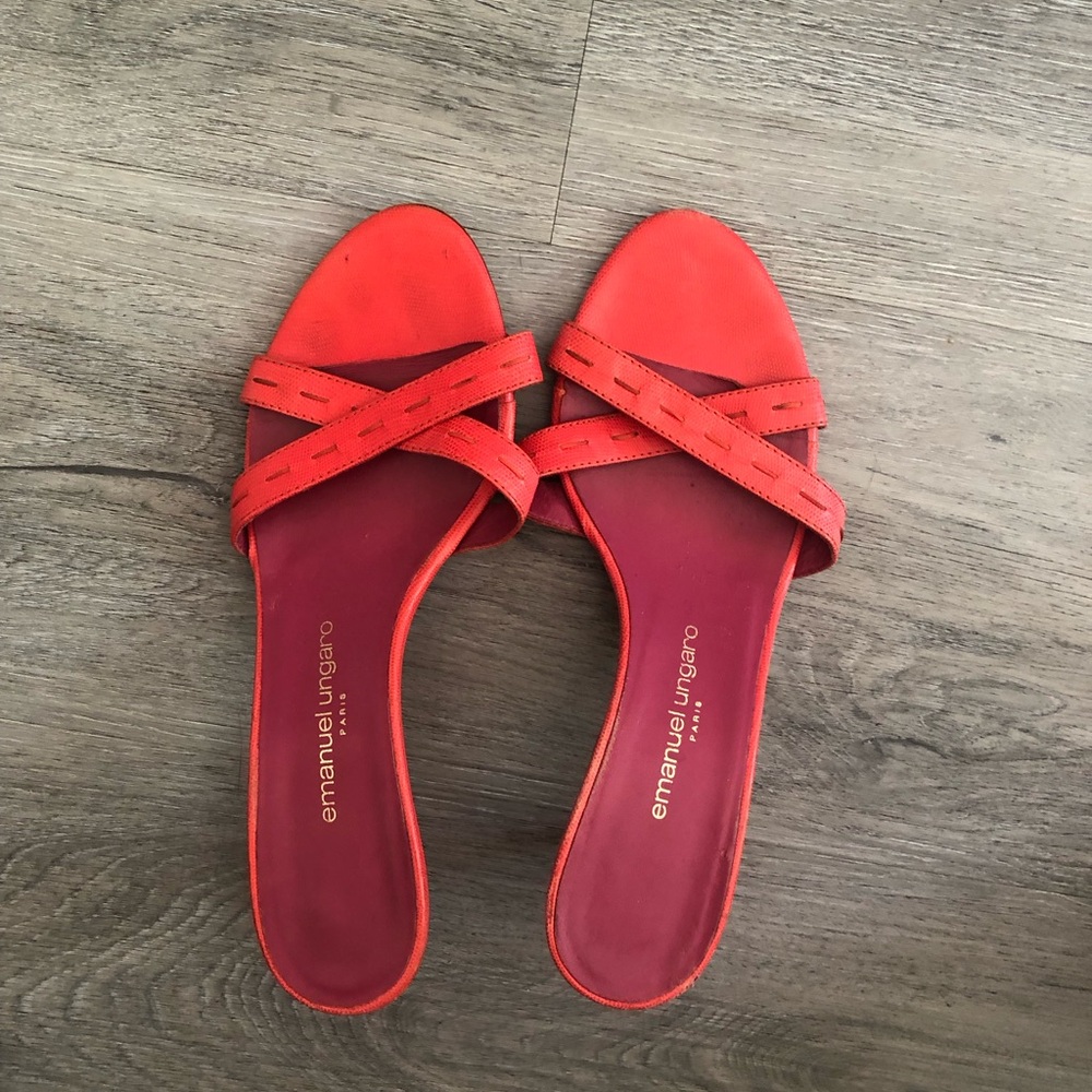 **SOLD**Emanuel Ungaro Red Sandals with Decorative Bow